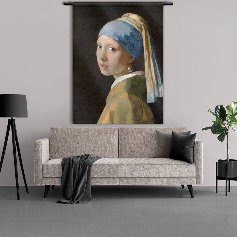 wandkleed meisje met de parel met roede
