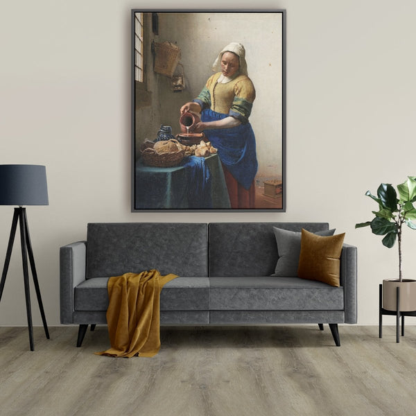 Melkmeisje op canvas met baklijst