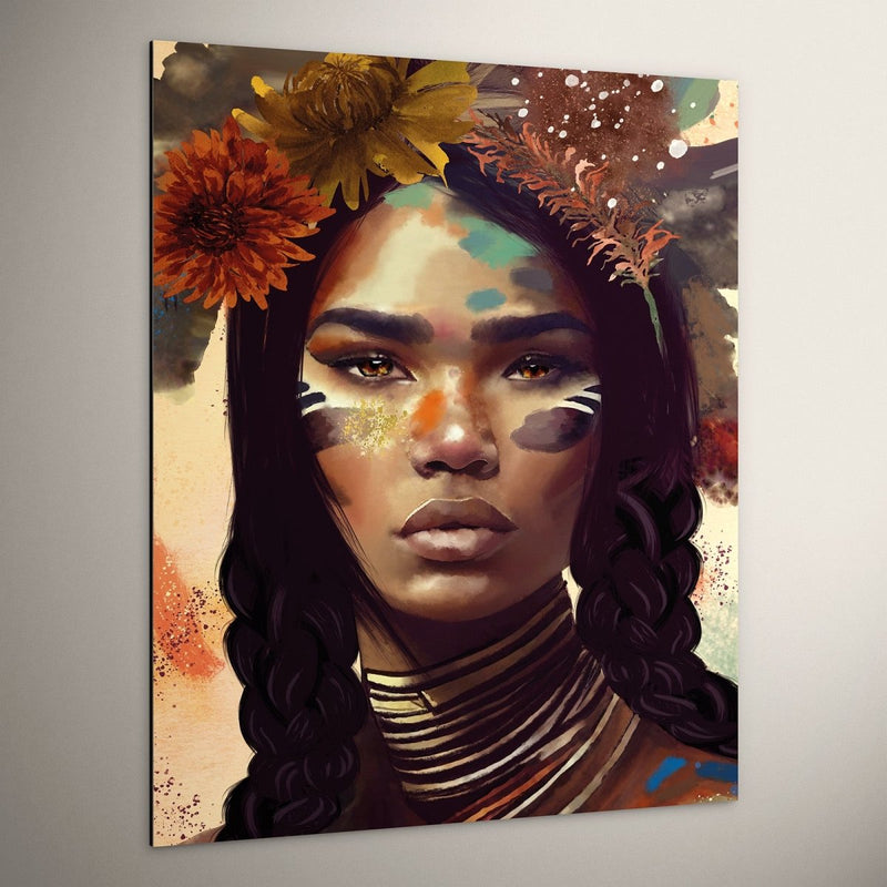 Indiaan dibond schilderij van een vrouw, Native woman