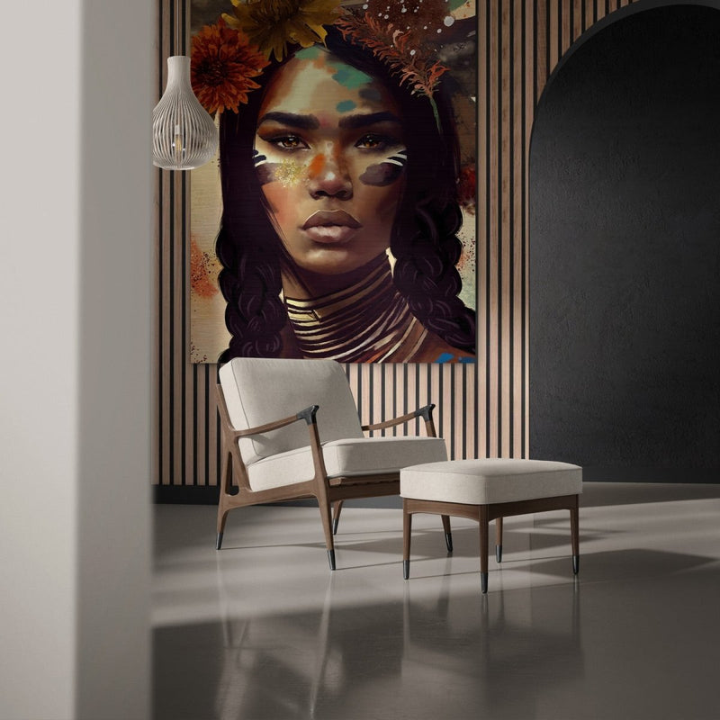 Een xxl groot formaat aluminium schilderij met geborsteld motief in de woonkamer. Met dit werk hang je echt iets leuks aan de muur.