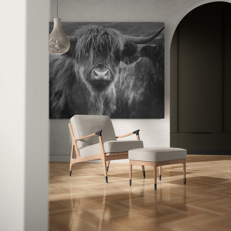 Het grote canvas schilderij zie je hier in een chique interieur aan de wand hangen.