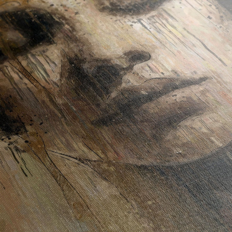 Wat een details! Hier zie je een close-up van Sour times op canvas met baklijst. De potlood en penseel streken zijn goed zichtbaar. De verbluffende lopers en verfspetters geven het prachtige werk karakter. Wil je korting op jouw werk aan de muur? Schrijf je dan in voor de nieuwsbrief en ontvang een kortingscode die je direct kunt besteden. 