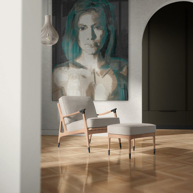Je ziet hier het plexiglas schilderij xxl van “De vermoorde onschuld” Het portret is een modern schilderij uit het realisme